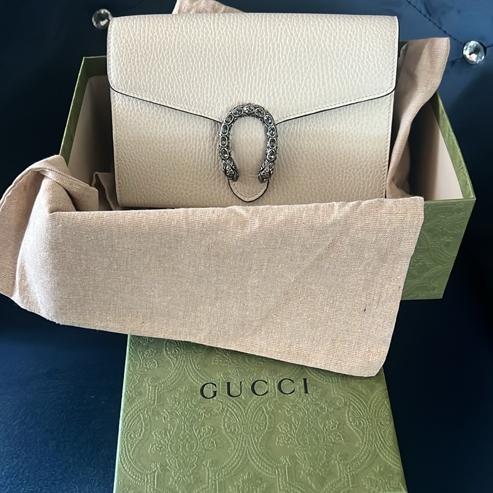 GUCCI DIONYSUS MINI LEATHER CHAIN WALLET